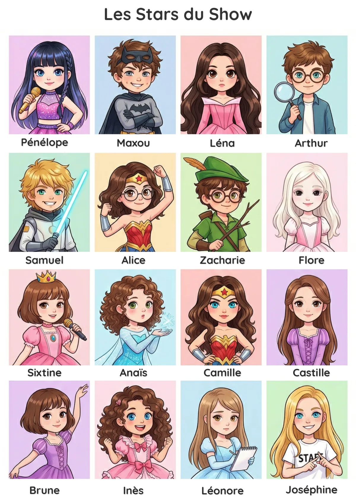 Planche 1 — Les Stars du Show